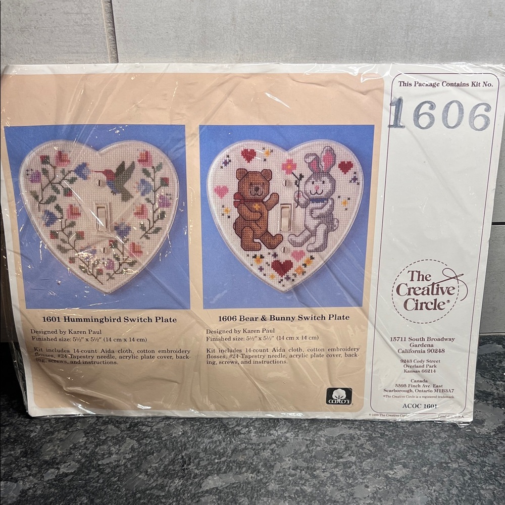 The Creative Circle Bear & Bunny Switch Plate Kit - # 1606 included